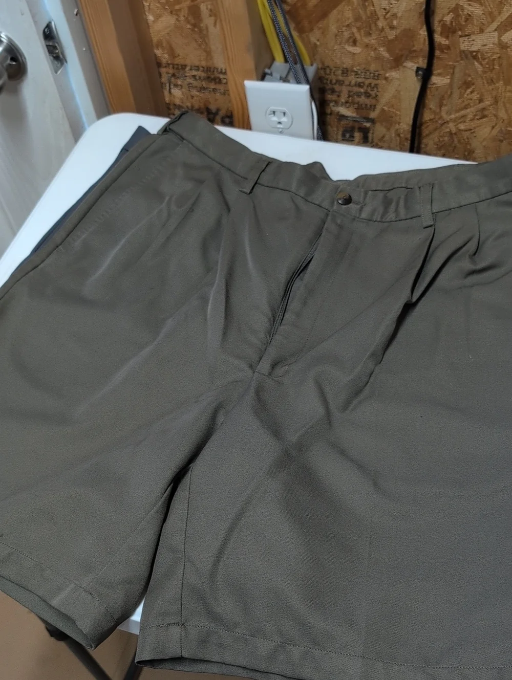 4-Men's Classic Flat-Front Shorts Bundle - White, Khaki, Olive, Gray